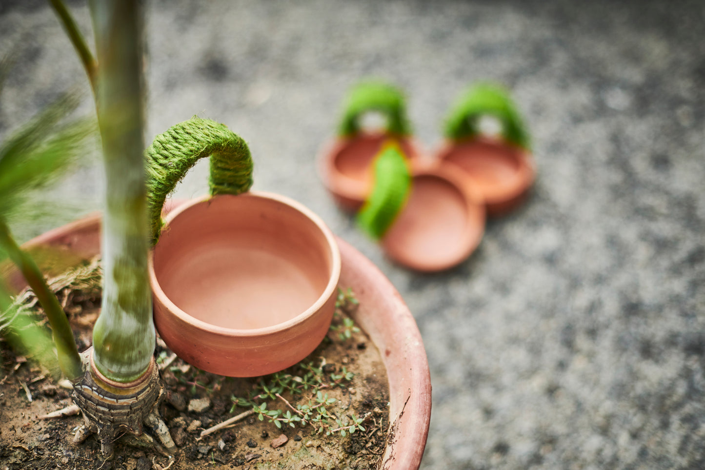 Chutney Bowl with Jute Handle – Handcrafted Terracotta Elegance